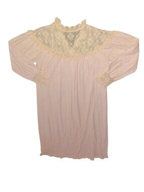 Women's Vintage Gilead Lace-Trim Nightgown Blush Pink Large